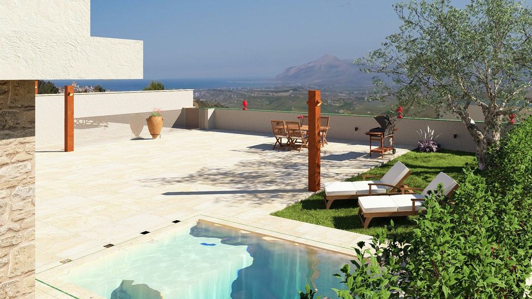 View from Villa GB's garden across the countryside towards the Gulf of Castellammare