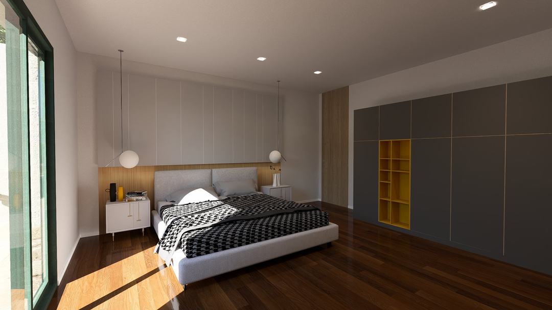 Master bedroom of Villa GB with fitted wardrobes