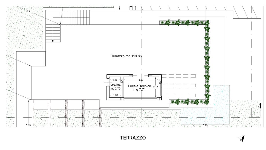 Technical drawing of Villa HA roof terrace–solarium plan